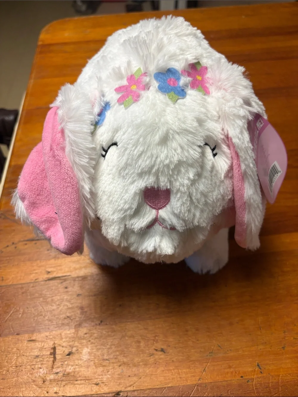 White Plush Bunny Bank with Floral Headband